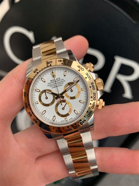 rolex daytona 18ct yellow gold and stainless steel mens watch|Rolex daytona watches prices.